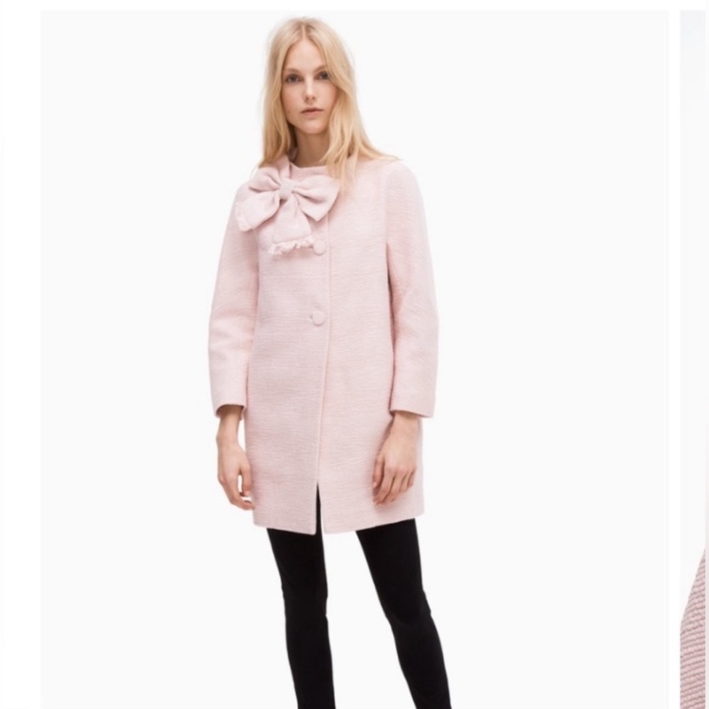 NWOT size Small Kate Spade Tweed Dorothy Coat in Pearlpink